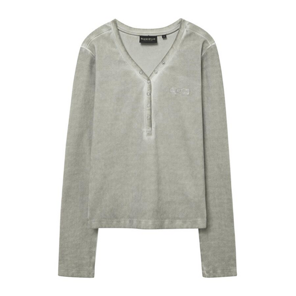 [Superdry] ウィメンズ Vネック ヘンリー ロングスリーブ ベージュ