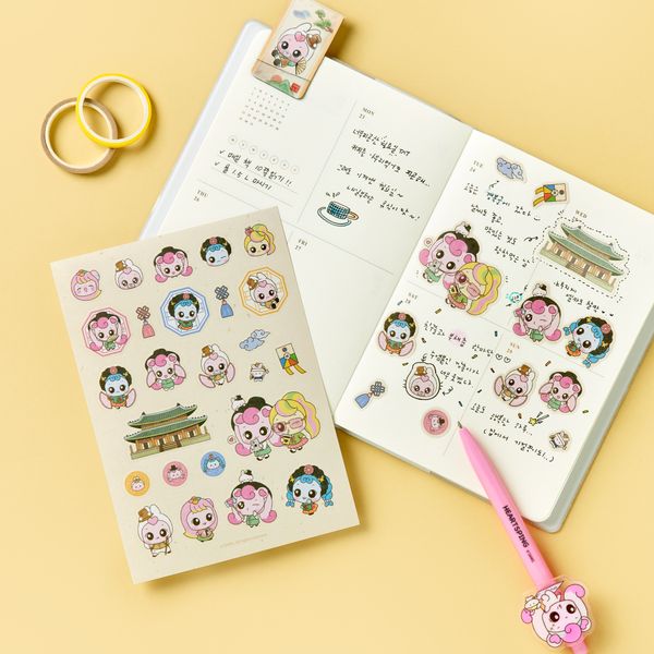 [Teenieping] ハチュ生活 伝統紙ステッカー（2枚）