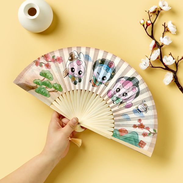 [Teenieping] Hachu Life_Light Wash Painting Folding Fan