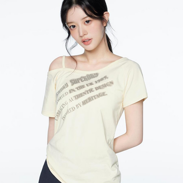 [ILLIT Minju] [Superdry] W OFF-SHOULDER T-SHIRT_L/YELLOW