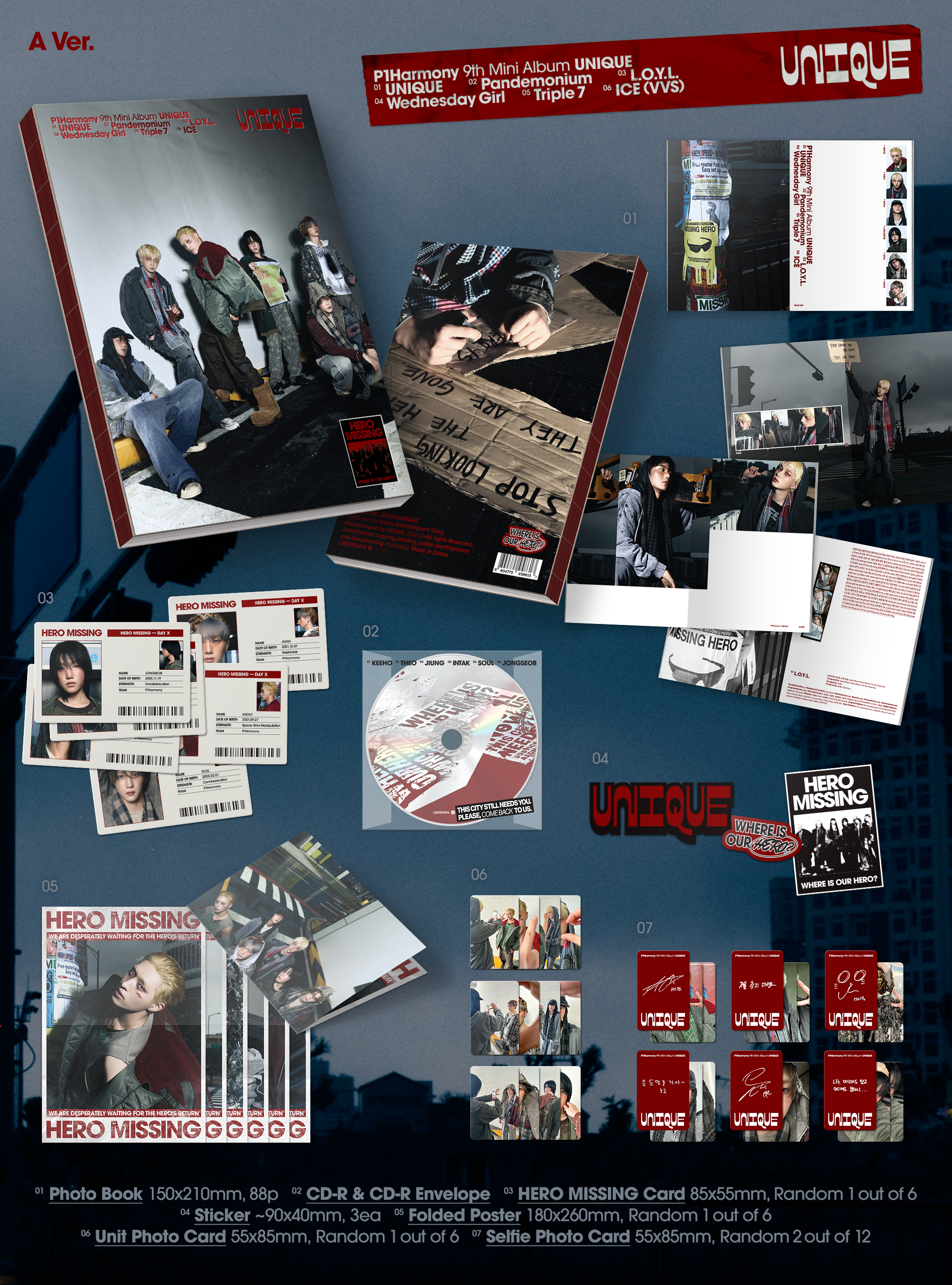 jp.ktown4u.com : [3CD セット] P1Harmony - ミニアルバム9集 [UNIQUE