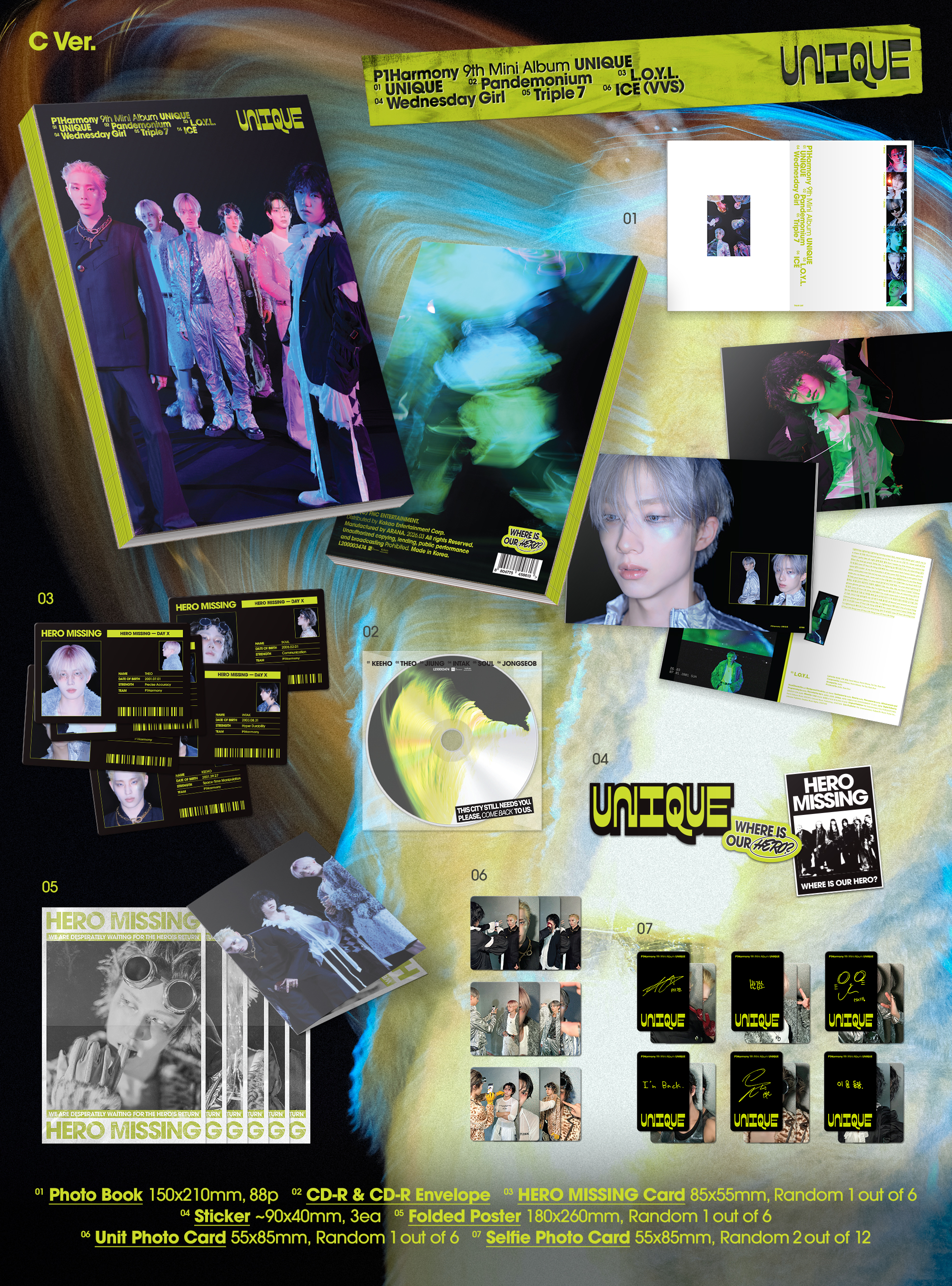 jp.ktown4u.com : [3CD セット] P1Harmony - ミニアルバム9集 [UNIQUE