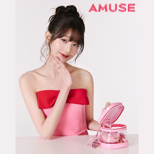 [全款] [AMUSE] 我的AMUSE化妆包 套装 (润光果冻小粉盒气垫 01 纯粉白色 + 果冻唇釉 06 首尔街头)_张元英中文首站