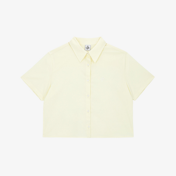 [CITYBREEZE] WRINKLE-FREE SHORT SLEEVE CROPPED SHIRT_LEMON F
