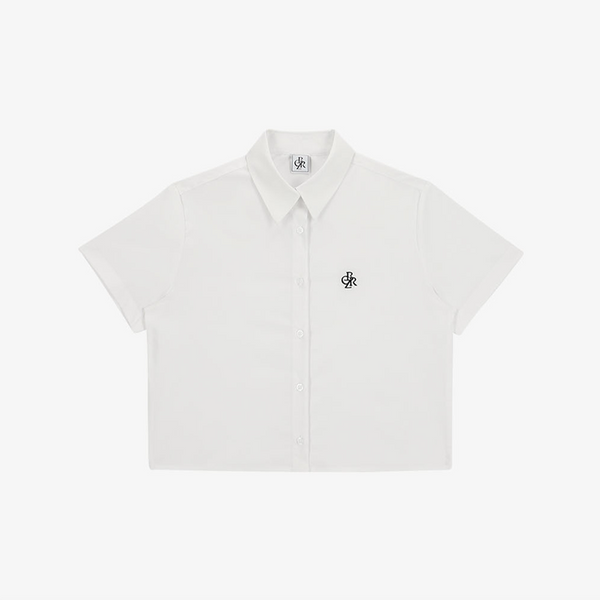 [CITYBREEZE] WRINKLE-FREE SHORT SLEEVE CROPPED SHIRT_WHITE F