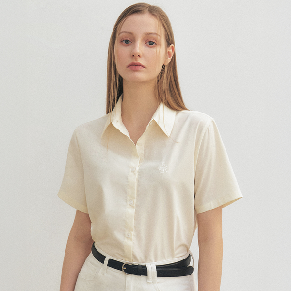 [CITYBREEZE] WRINKLE-FREE SHORT SLEEVE CROPPED SHIRT_LEMON F
