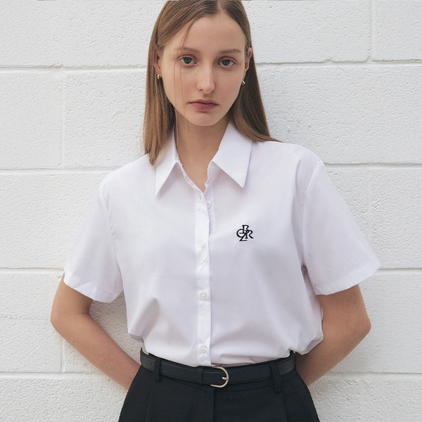 [CITYBREEZE] WRINKLE-FREE SHORT SLEEVE CROPPED SHIRT_WHITE F