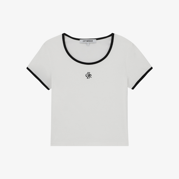 [CITYBREEZE] COLOR LINE SLIM-FIT T-SHIRT_WHITE F
