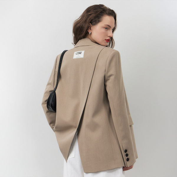 [CITYBREEZE] LOOSE-FIT CUTTING SINGLE JACKET_BEIGE F