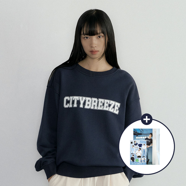 ★ citybreeze★ Essential Thumb Graphic Sweatshirt 3COLORS ktown4u.com : [CITYBREEZE] ESSENTIAL BIG LOGO SWEATSHIRTS_NAVY M
