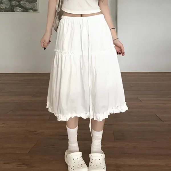 【PRENDA】 CHECKED FRILL SKIRT CUT-OFF BOOTS CUT PANTS ktown4u.com : [HITIT] Jenna Pleats Semi Bootcut Skirt Long
