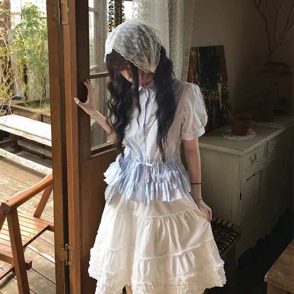 [HITIT] Miro Collar Short Sleeve Blouse (2color)