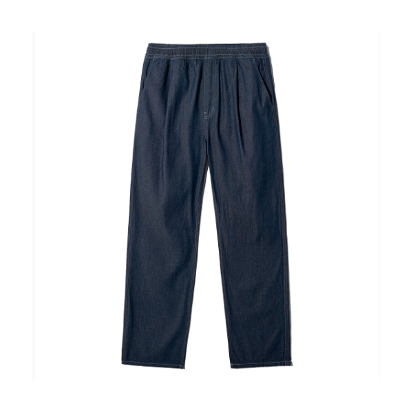 [GROOVERHYME] DENIM ONE-TUCK WIDE SETUP PANTS (DARK BLUE)
