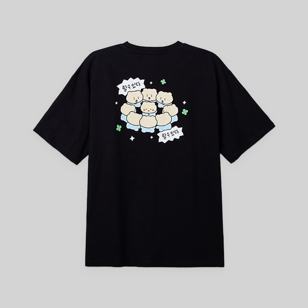 [SPAO] [MANGOMEE] Crumpled Short Sleeve T-Shirt (Black)