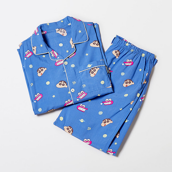 [SPAO] [蜡笔小新] 调皮小新长袖睡衣 (NAVY)
