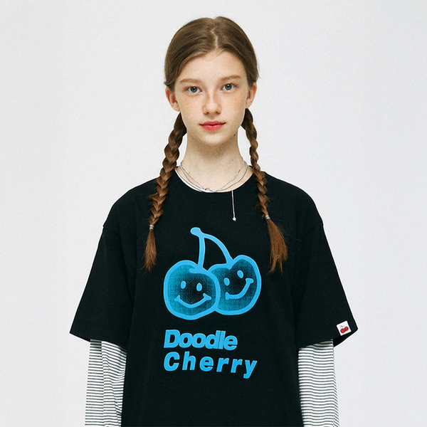 BIG DOODLE CHERRY T-SHIRTS KH (BLACK)