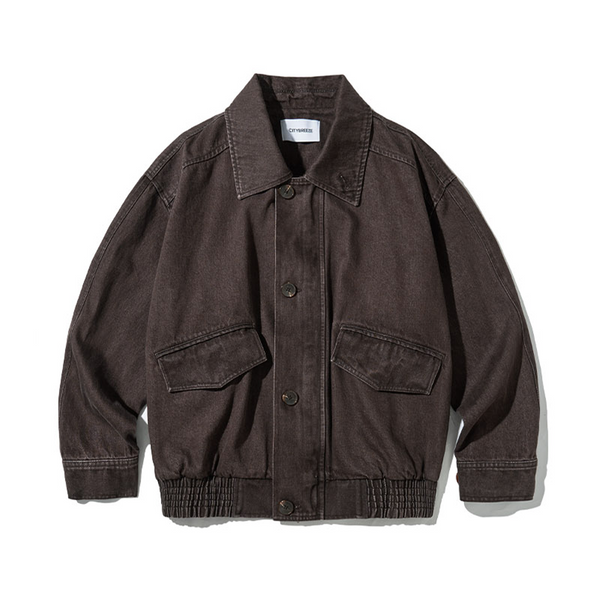 [CITYBREEZE] Denim Pocket Jumper_BROWN