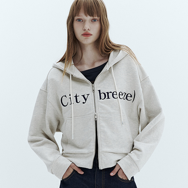 [CITYBREEZE] Mute Logo Zip-up Hoodie_OATMEAL