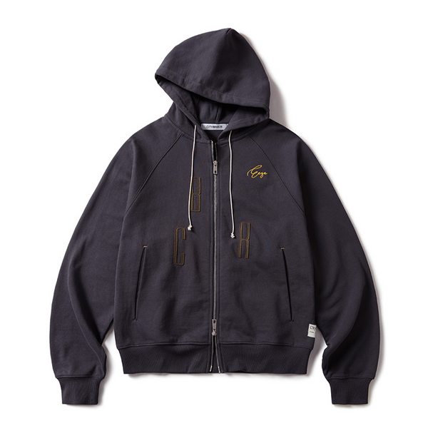 [CITYBREEZE] Liz Embroidery Zip-up Hoodie_CHARCOAL