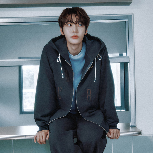 [CITYBREEZE] Liz Embroidery Zip-up Hoodie_CHARCOAL