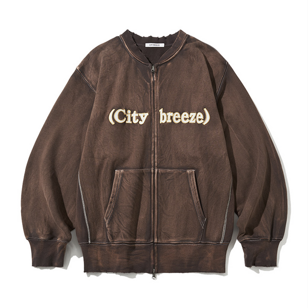 [CITYBREEZE] 빈티지 뮤트 로고 집업_BROWN