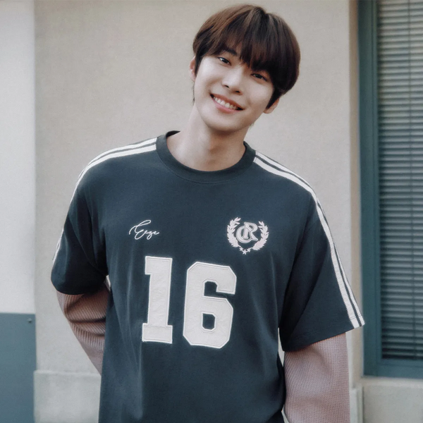 [CITYBREEZE] 빈티지 트랙 넘버링 반팔 티셔츠_CHARCOAL