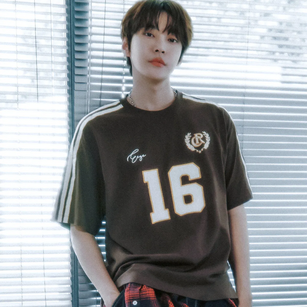 [CITYBREEZE] 빈티지 트랙 넘버링 반팔 티셔츠_BROWN