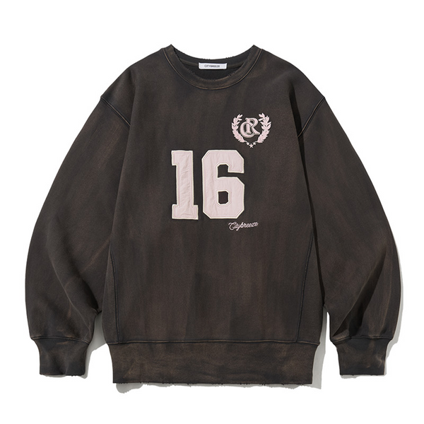 [CITYBREEZE] 빈티지 넘버링 스웨트셔츠_CHARCOAL