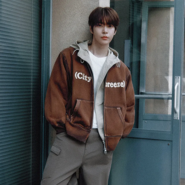 [CITYBREEZE] 빈티지 뮤트 로고 집업_BROWN