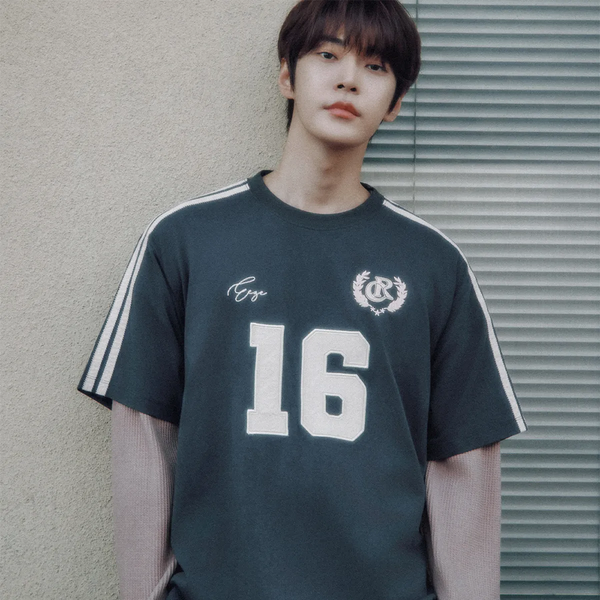 [CITYBREEZE] 빈티지 트랙 넘버링 반팔 티셔츠_CHARCOAL