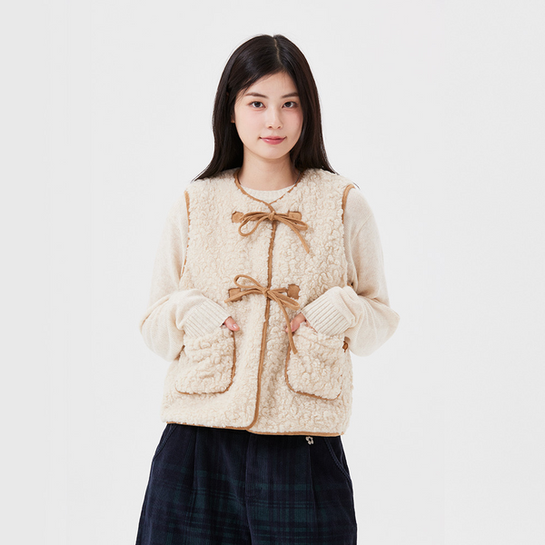 [Wacky Willy x GISELLE] [25FW] Women's Fleece Vest Cream