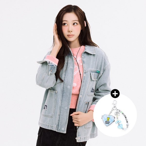 [Wacky Willy x GISELLE] [25FW] Women's 4-Pocket Light Blue Denim Jacket Blue