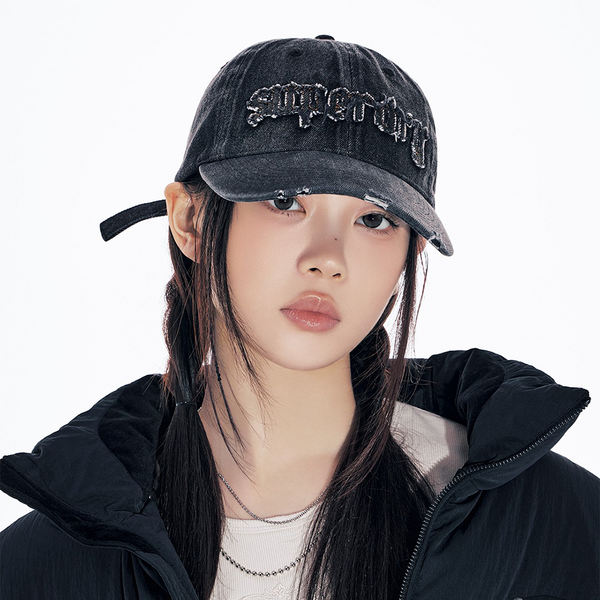 [아일릿 모카 착용] [슈퍼드라이] 워시드 데님 캡