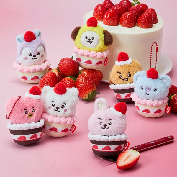 BT21 STRAWBERRY TART PLUSH KEYRING STRAWBERRY PARTY (7type)