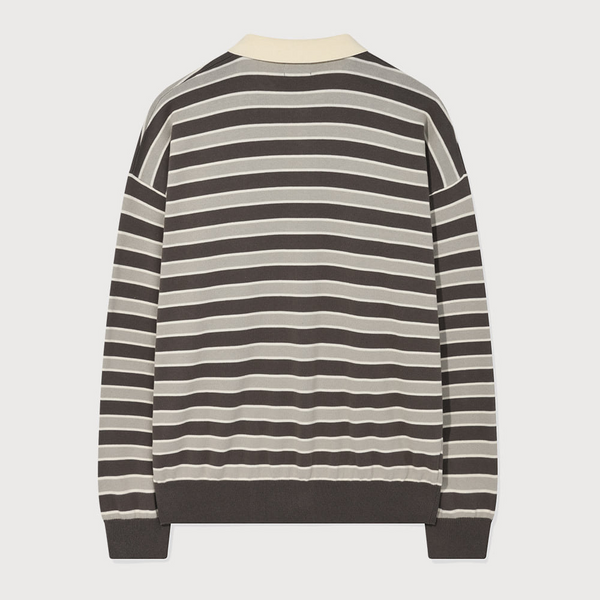 [COVERNAT] ストライプカラーニット_グレー