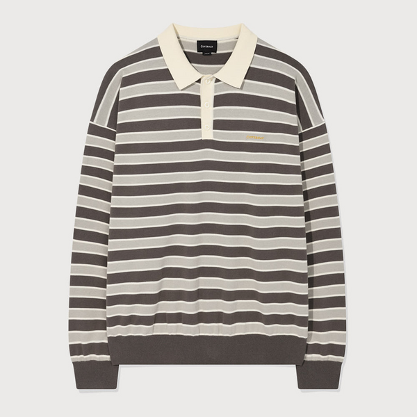 [COVERNAT] ストライプカラーニット_グレー