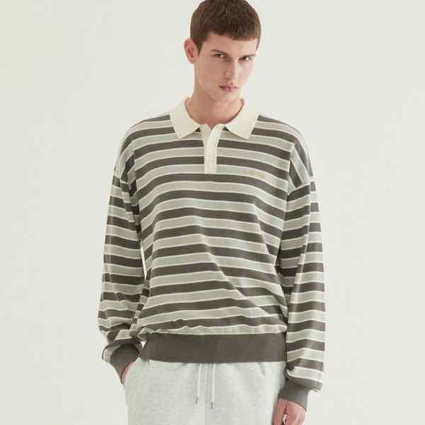 [COVERNAT] ストライプカラーニット_グレー