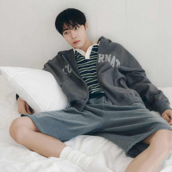 [COVERNAT] 拱形标志拉链连帽衫_炭灰色