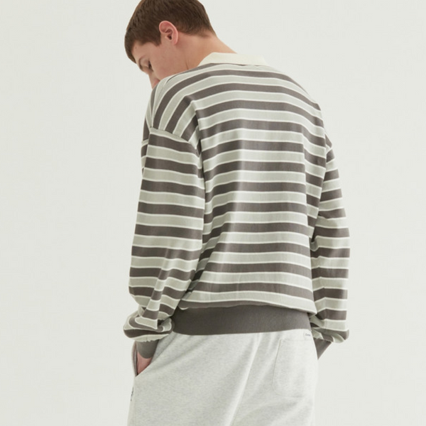 [COVERNAT] ストライプカラーニット_グレー