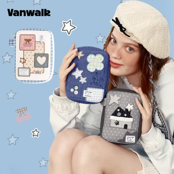 お取り置き中　2way 刺繍のポーチ　2カラー使用　ハンドメイド jp.ktown4u.com : [VANWALK] 2WAY 刺繍ポーチ (3color)