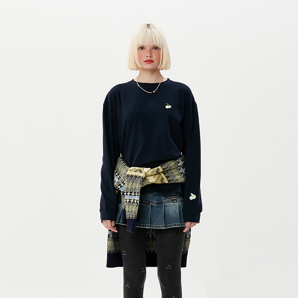 [KIRSH] Small Cherry Long Sleeve T-Shirt KA [Navy]