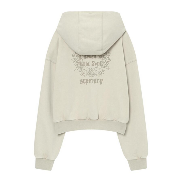 Superdry] ウィメンズ ウォッシュド ジップアップ フーディー ベージュ